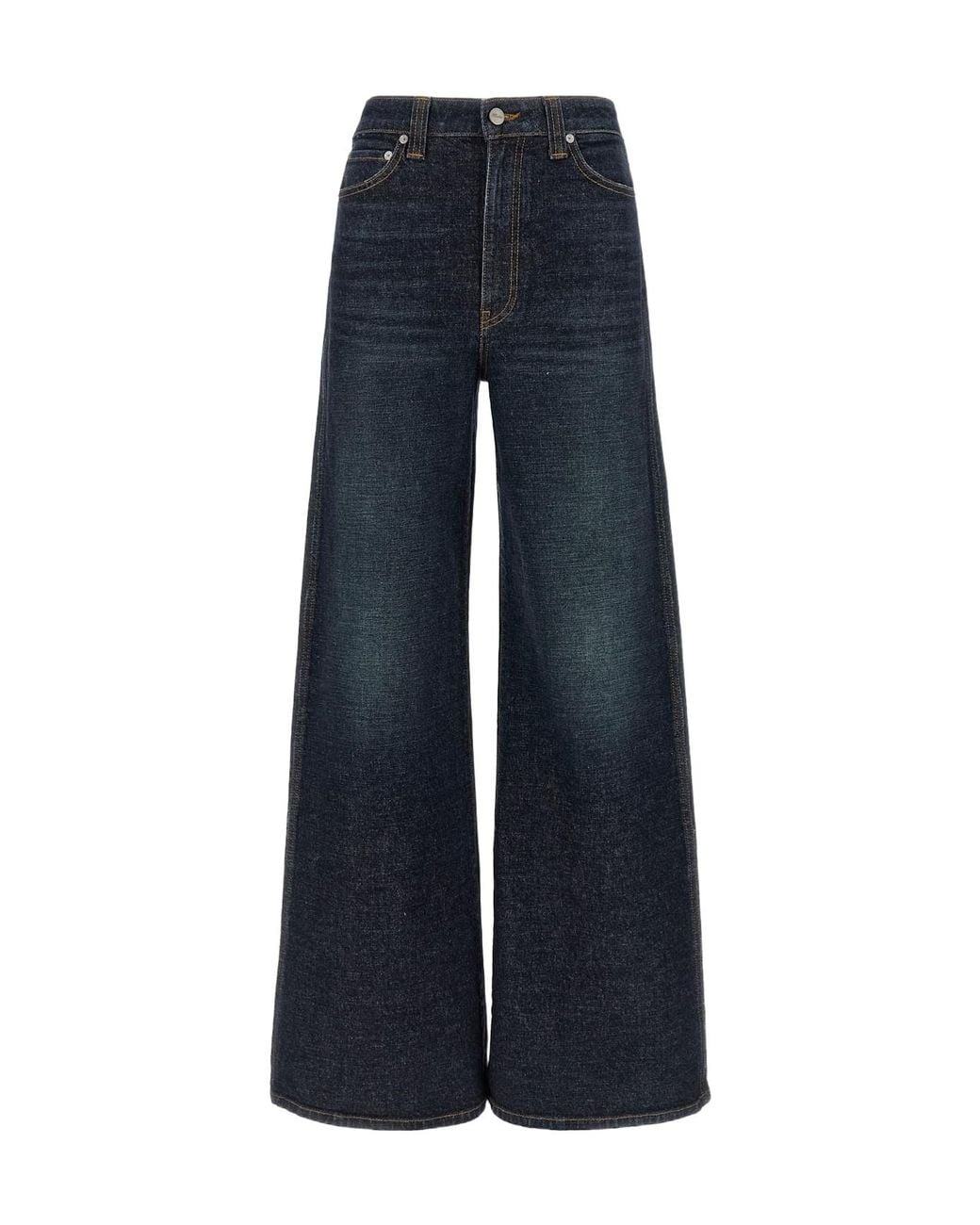 Khaite Blue Dane High Waisted Wide-Leg Jeans