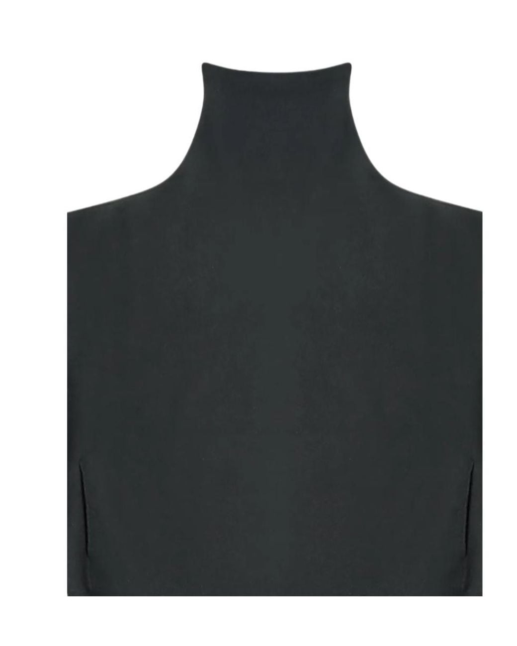 The Row Black Funnel-Neck Short-Sleeve Top