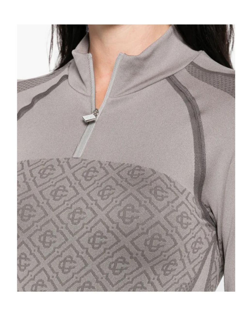 Casablanca Gray Monogram Half-Zip Performance Top