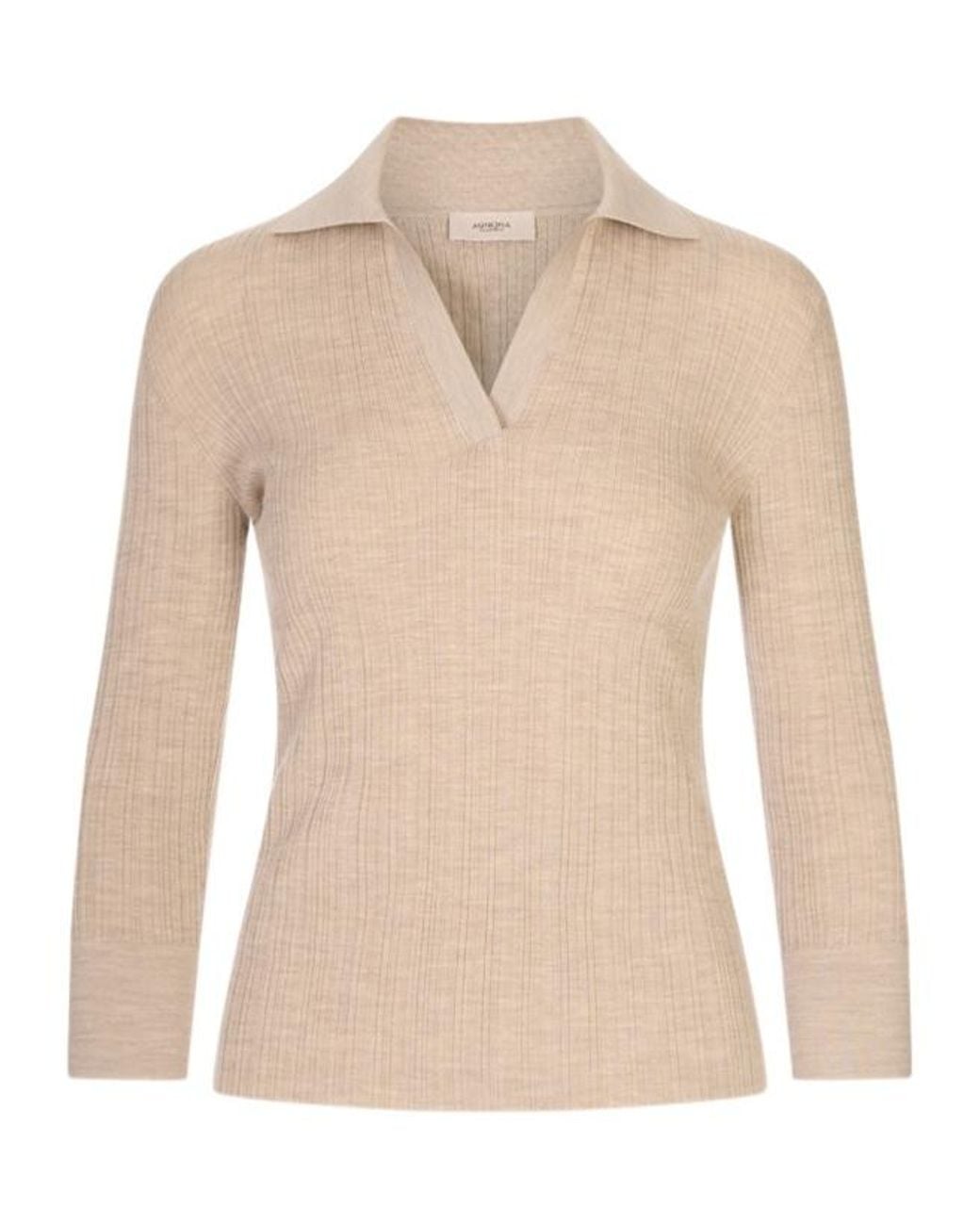 Agnona Natural Ribbed-Knit Buttoned-Cuff Sweater