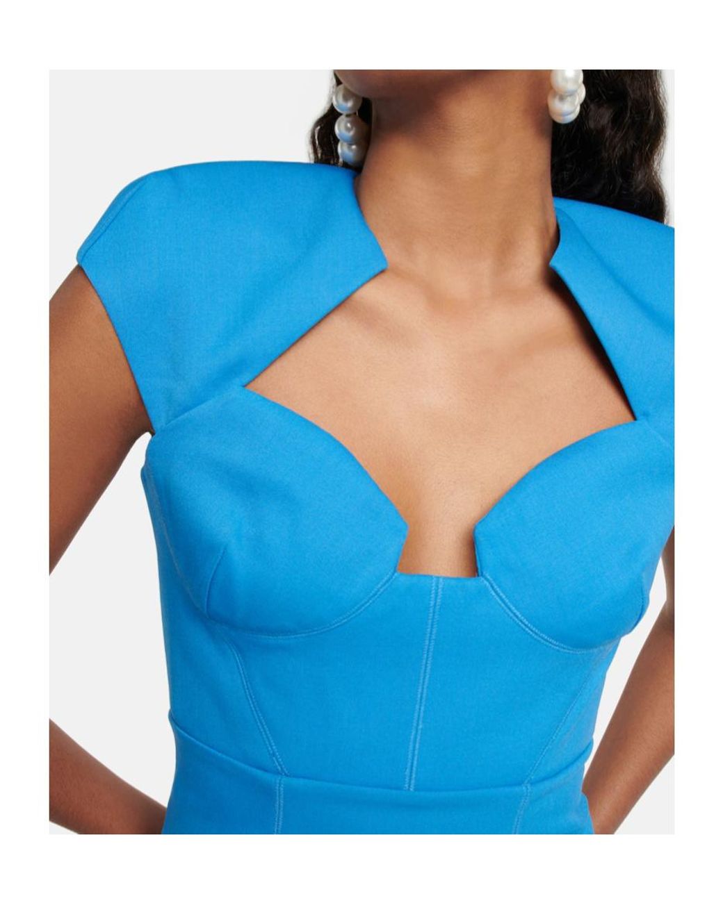 Roland Mouret Blue Sweetheart Ruffle Dress With Zip