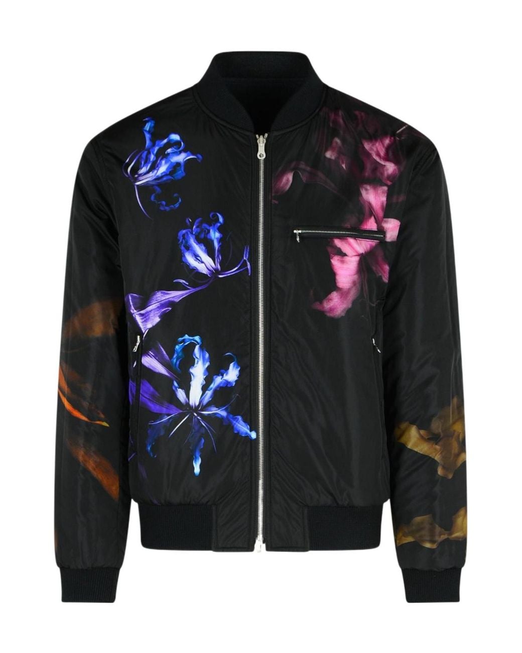 Dries Van Noten Blue Ribbed Stand-Up Collar Jacket for men