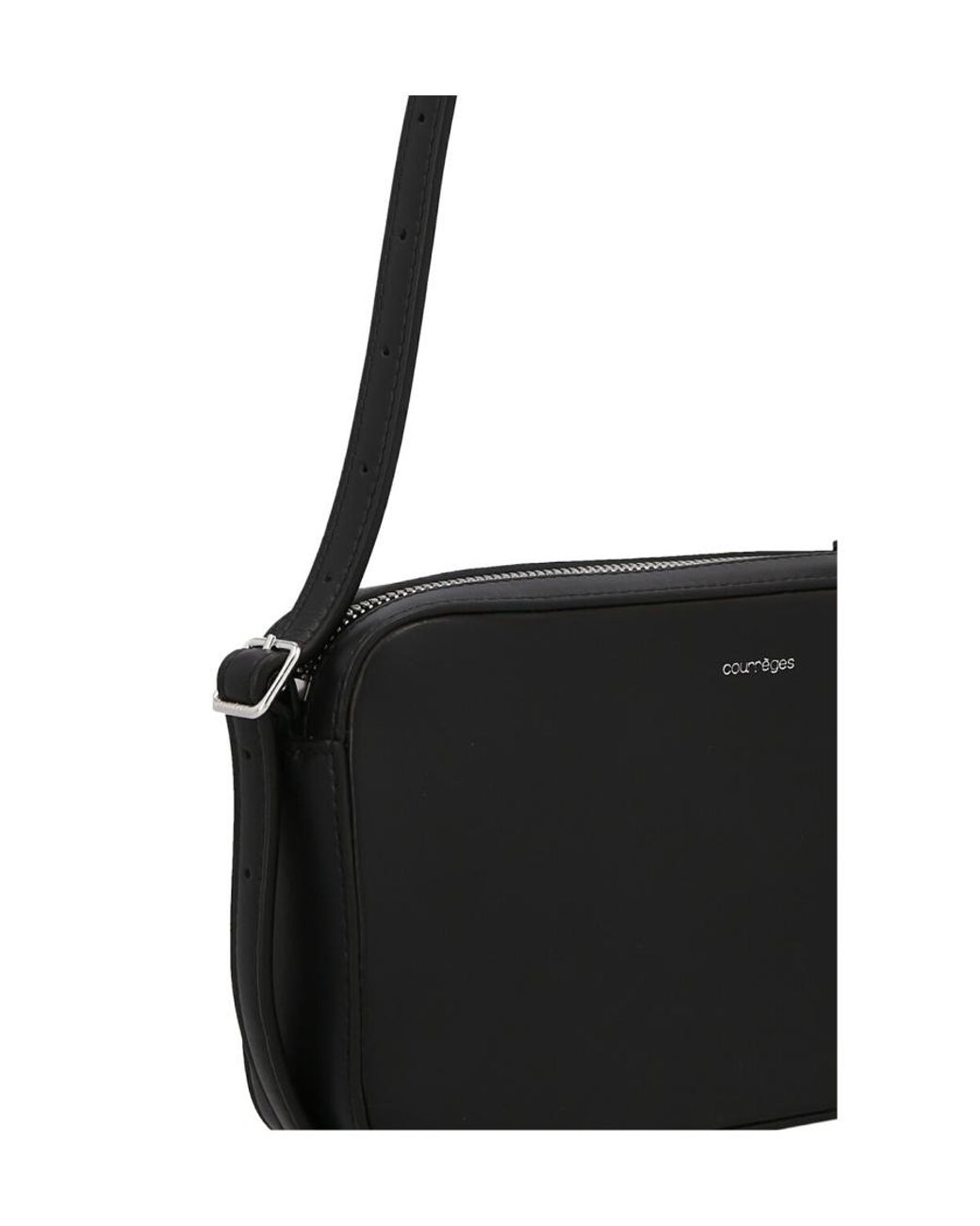 Courreges Black Courrèges Logo Plaque Zip-Up Shoulder Bag