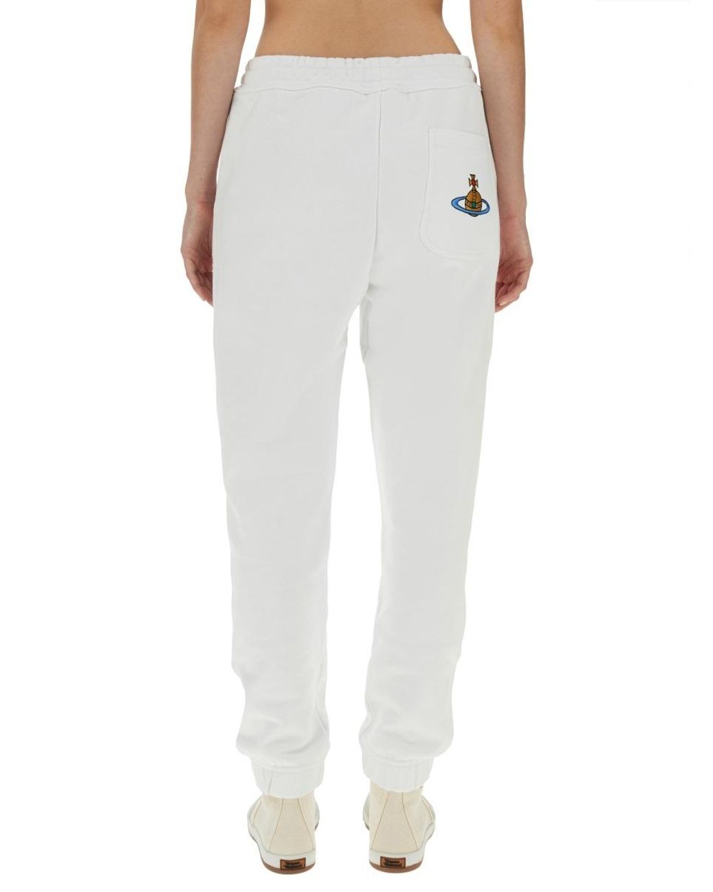 Vivienne Westwood White Orb-Embroidered Cotton Track Pants for men