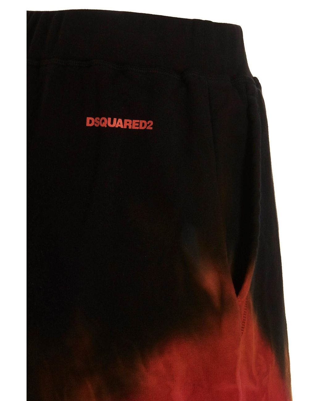 DSquared² Red Tie-Dyed Logo Printed Track Shorts for men