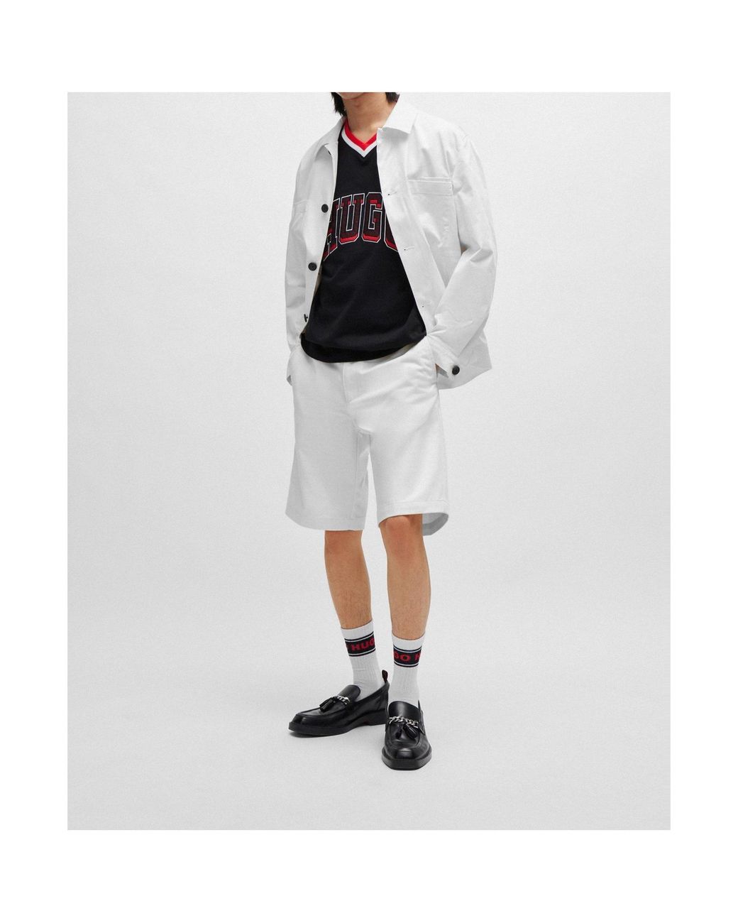 Boss White Button-Front Workwear Jacket for men