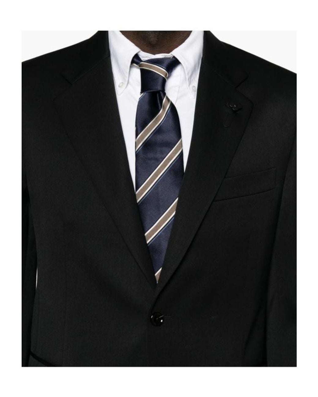 Lardini Black Single-Breasted Notched-Lapels Blazer for men