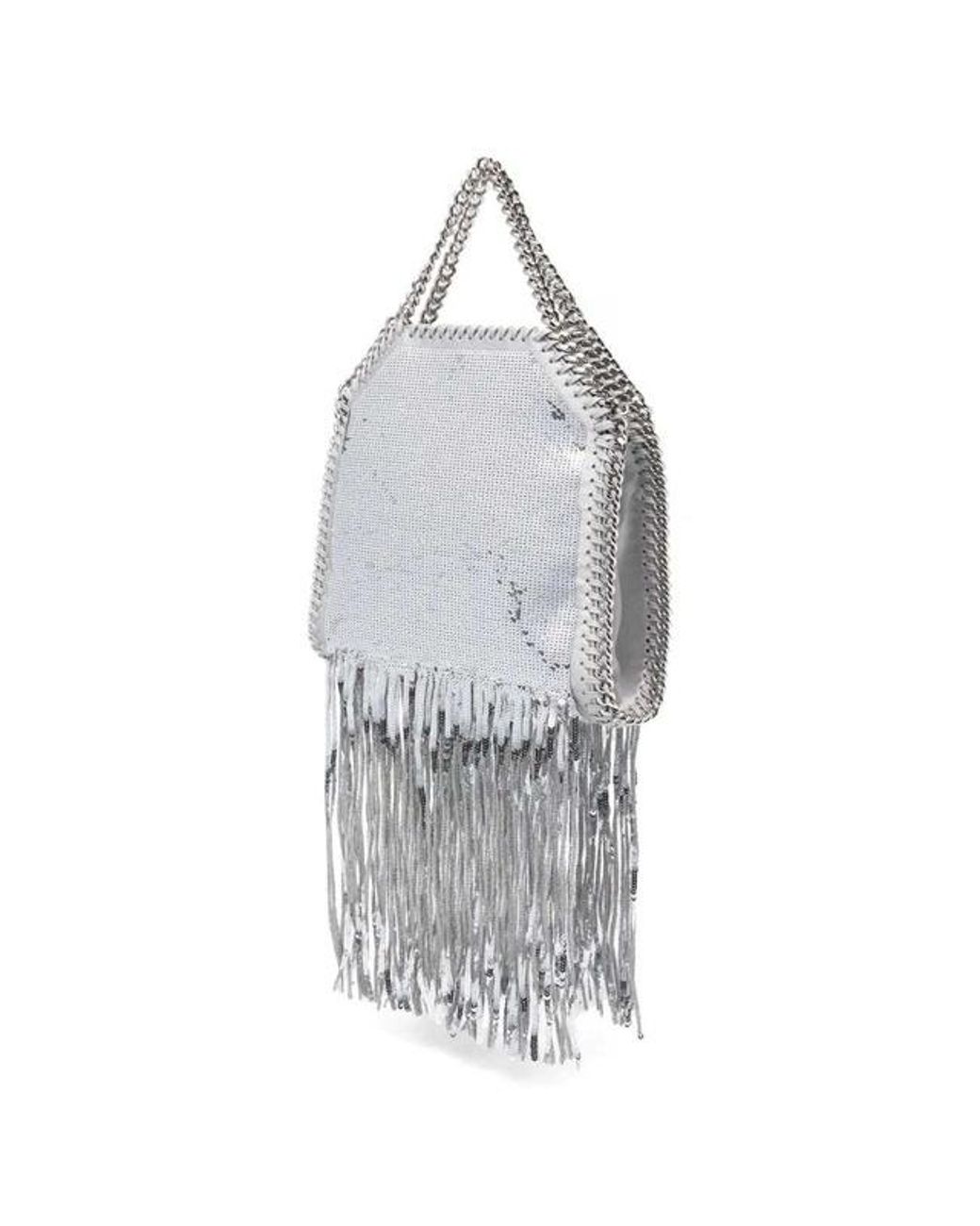 Stella McCartney Gray Mini Falabella Fringed Tote Bag