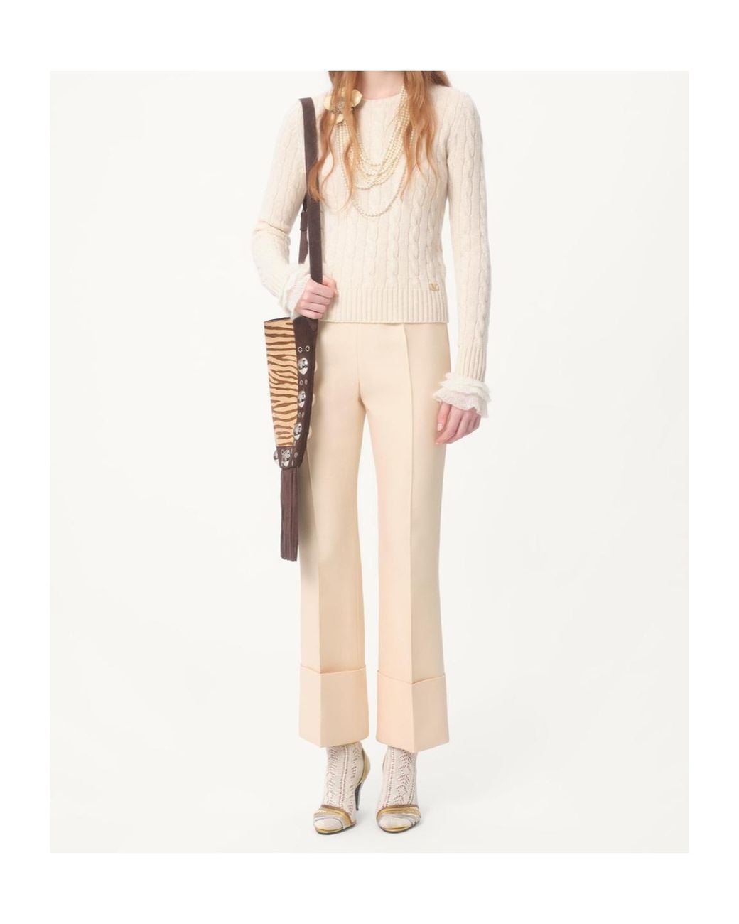 Valentino White Crewneck Long-Sleeved Jumper
