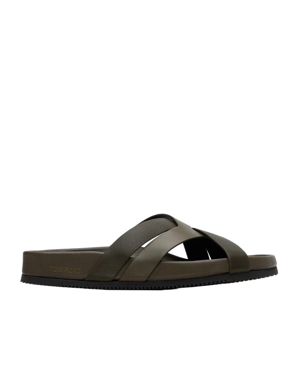 Tom Ford Brown Grain Leather Slippers for men