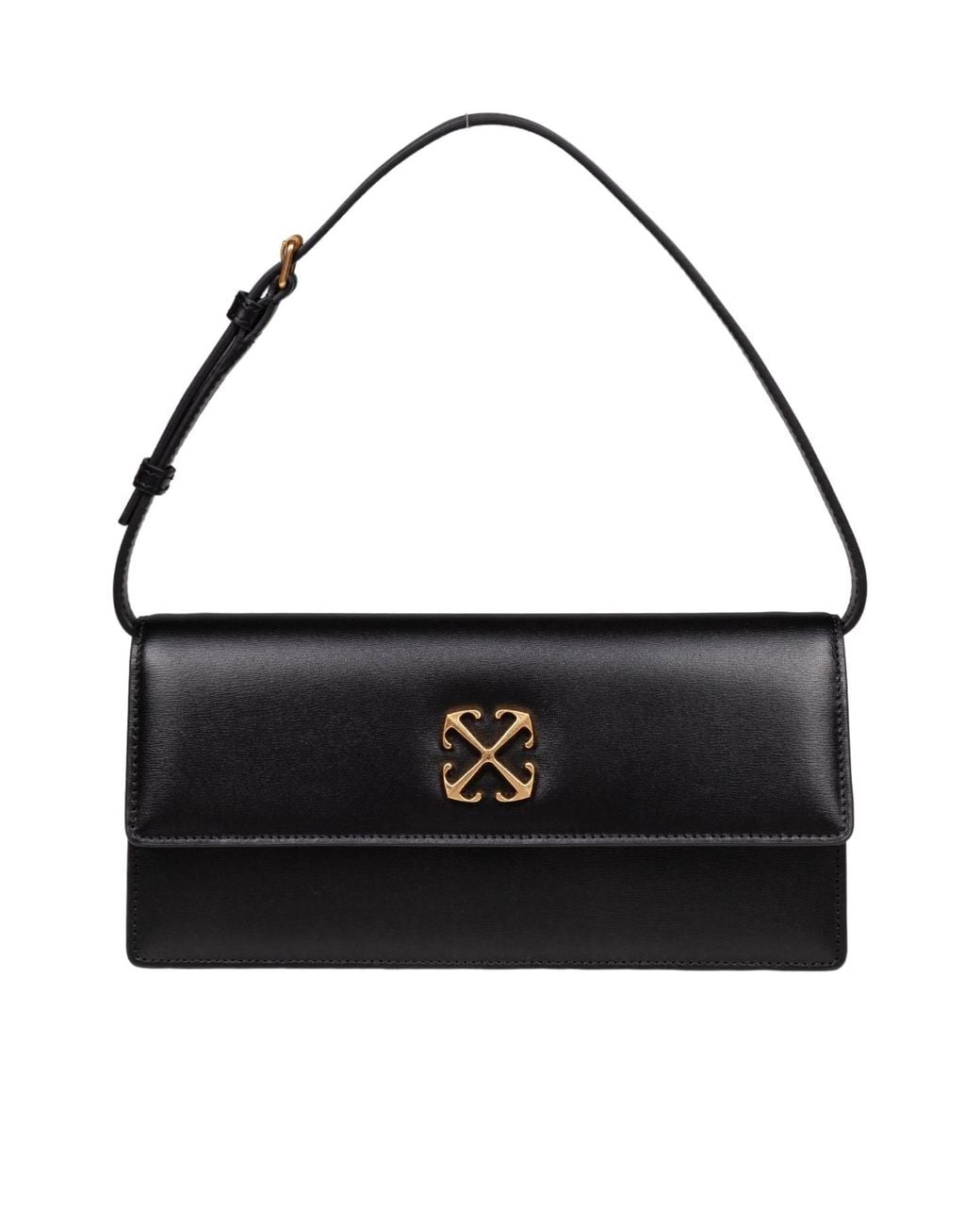 Off-White c/o Virgil Abloh Black Jitney 1.0 Folodover Top Shoulder Bag