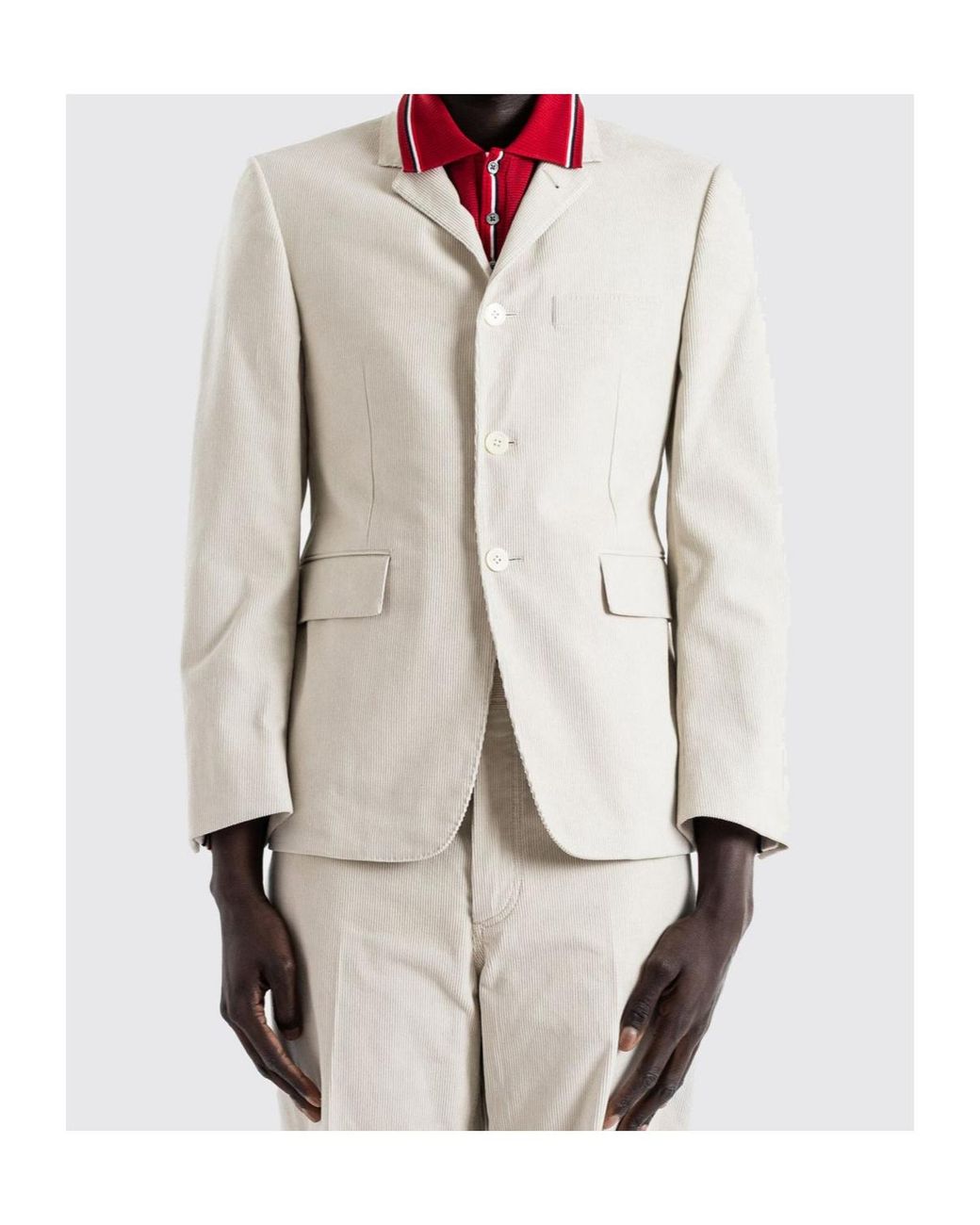 Thom Browne Natural Single-Breasted Corduroy Blazer for men