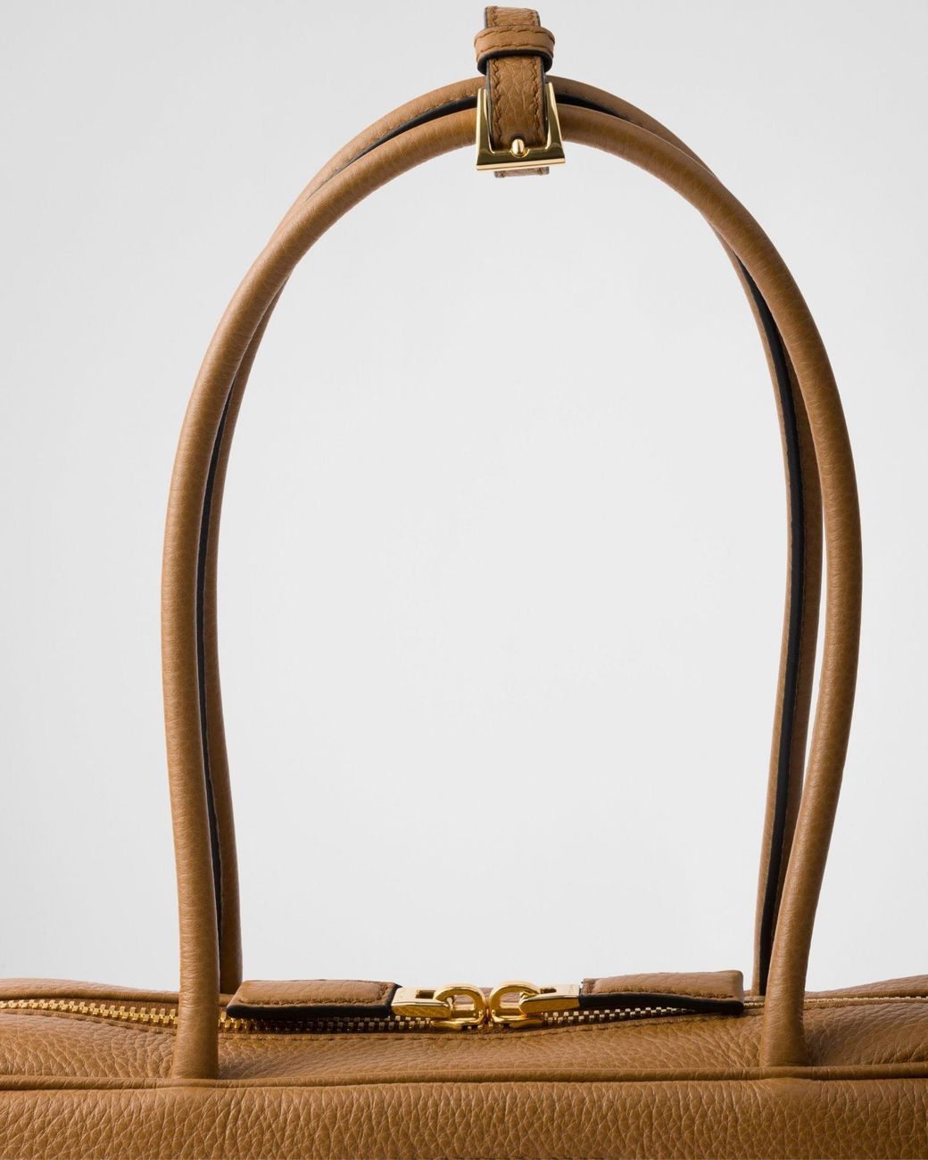 Prada Brown Triangle-Logo Zipped Shoulder Bag