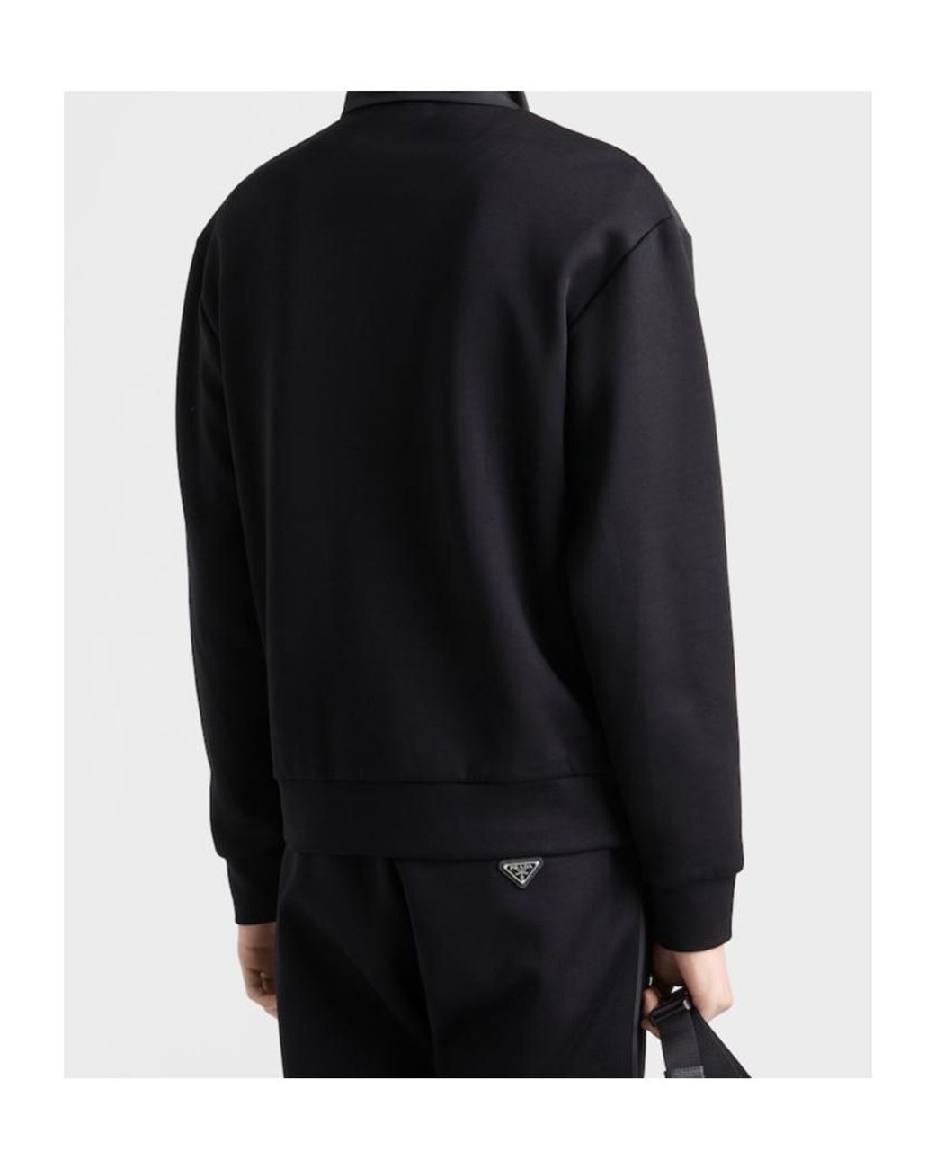 Prada Black Fleece Zipped Jacket for men