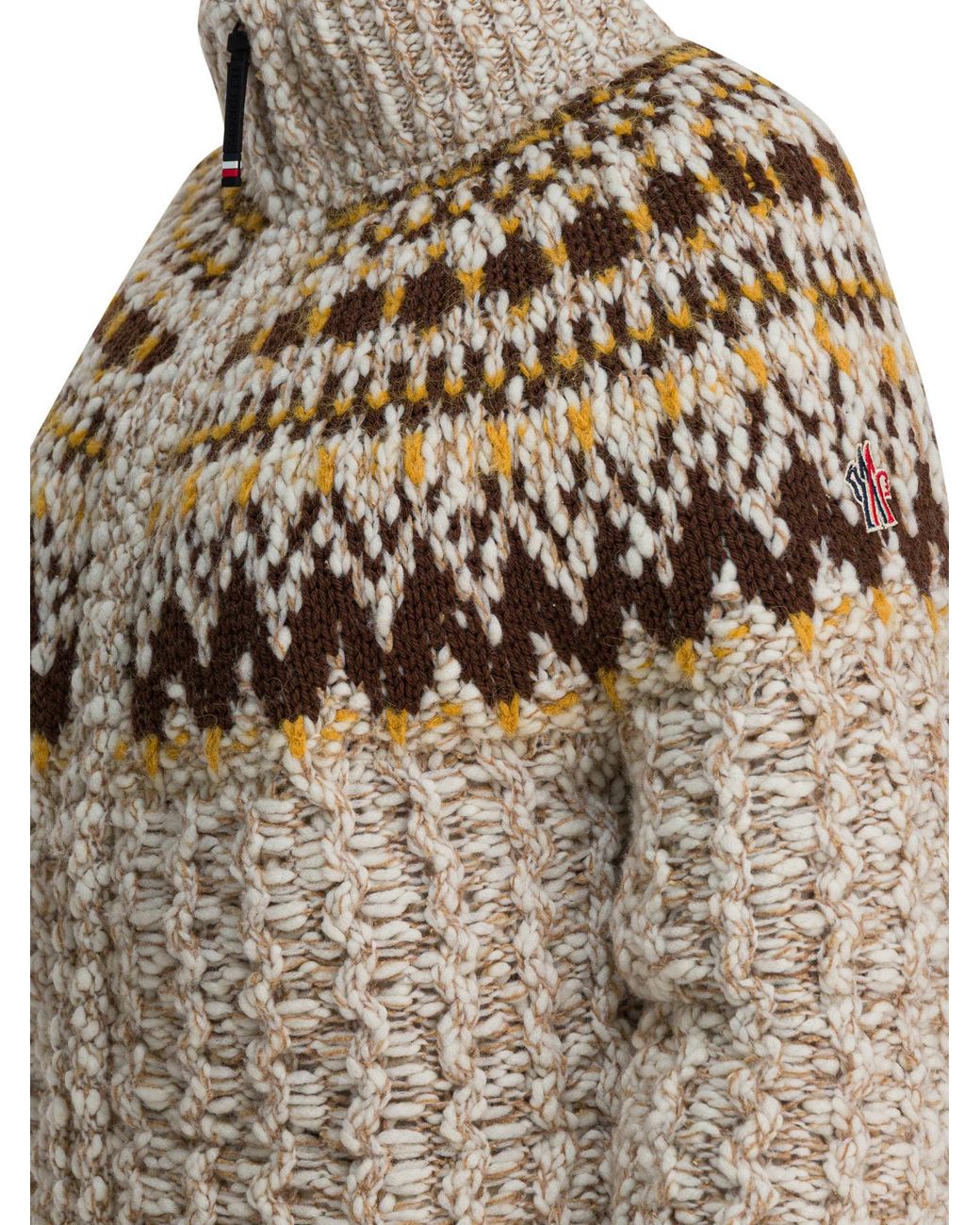 Moncler Natural Grenoble Geometric Knit Jacket