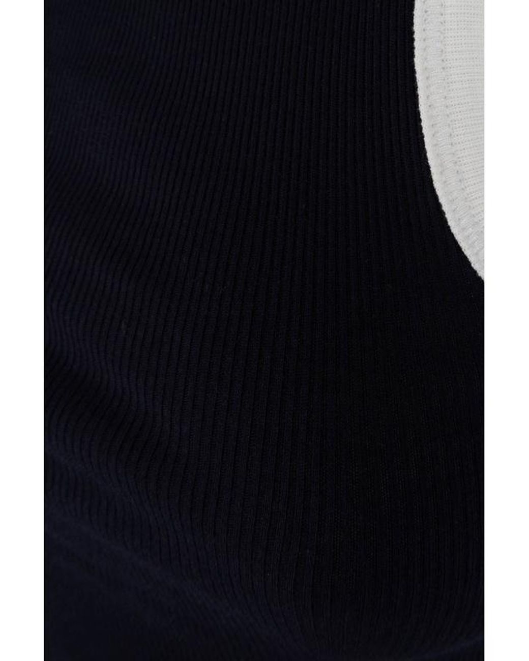 Prada Black Contrast Trim Ribbed Tank Top