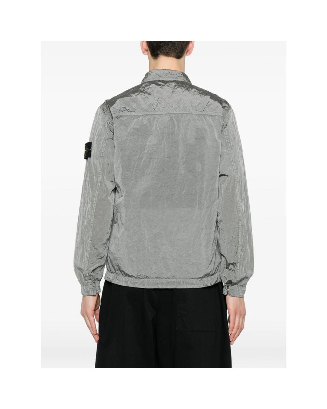 Stone Island Gray Zip-Up Regular-Fit Overshirt for men