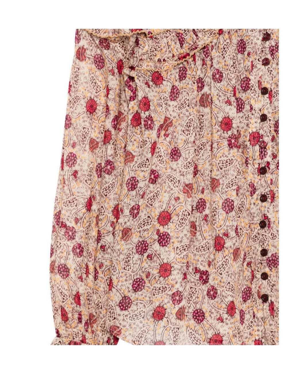 Isabel Marant Pink Ruffled Printed Cotton Blouse