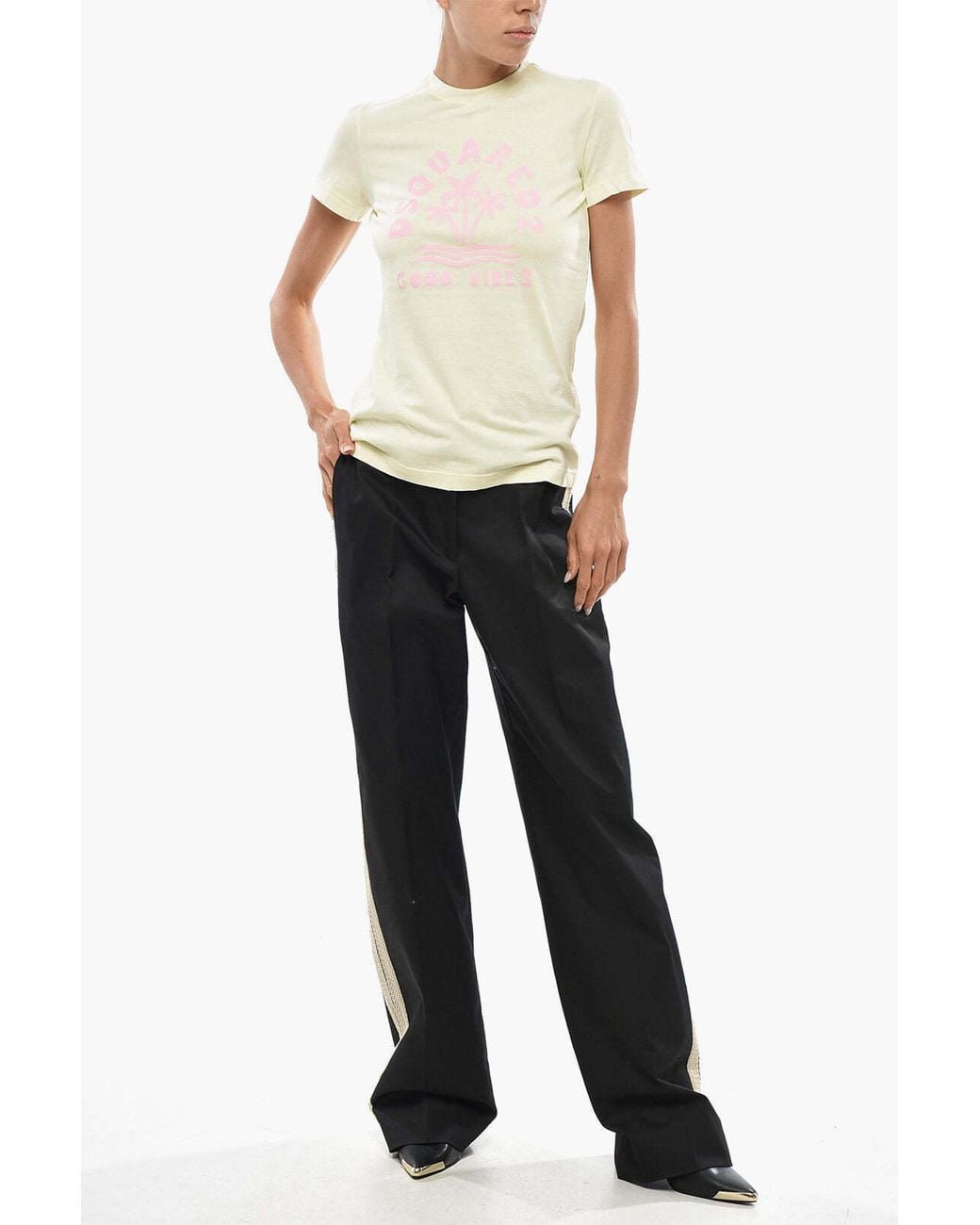 DSquared² White Logo-Print Crew-Neck T-Shirt