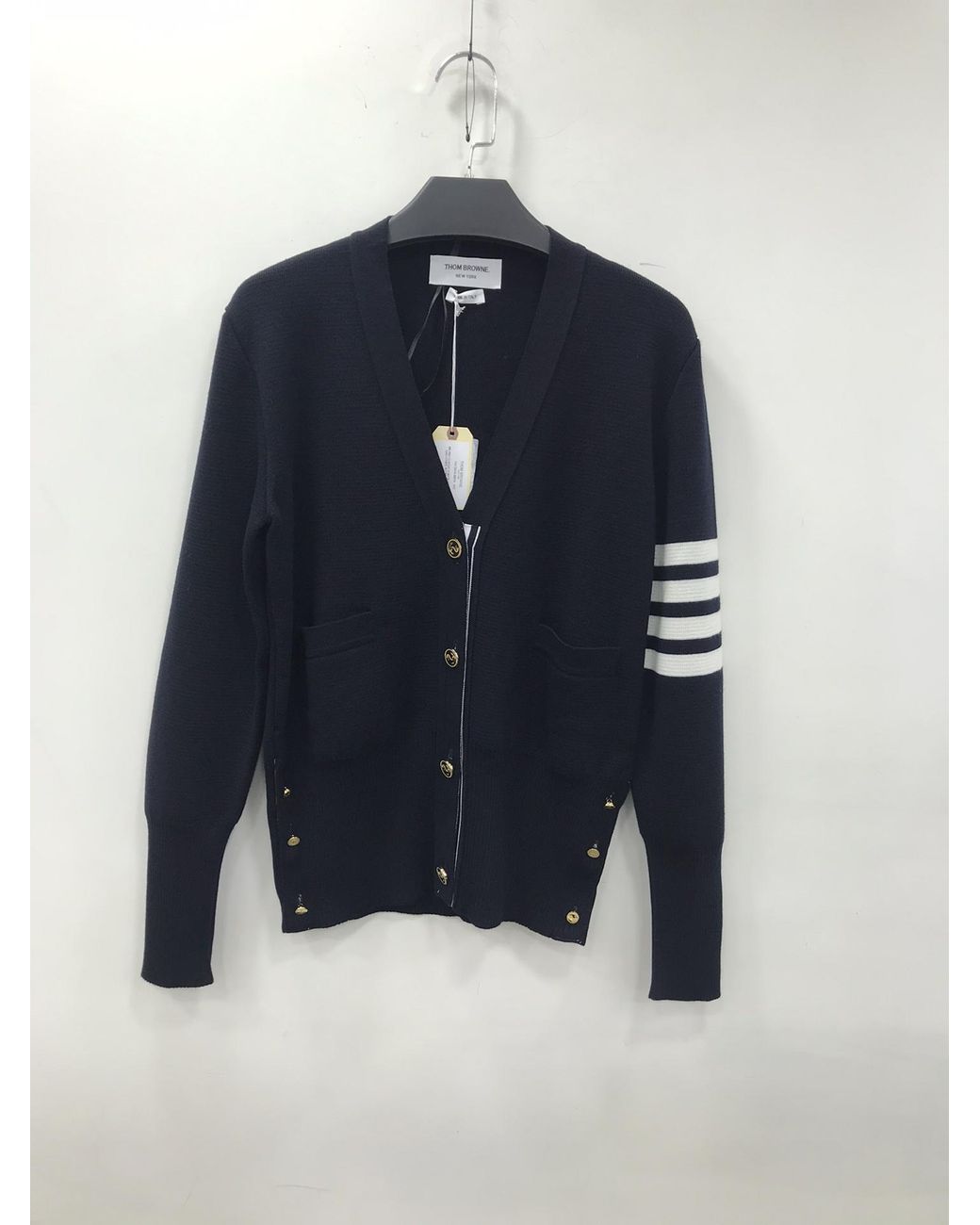 Thom Browne Black 4-Bar V-Neck Cardigan