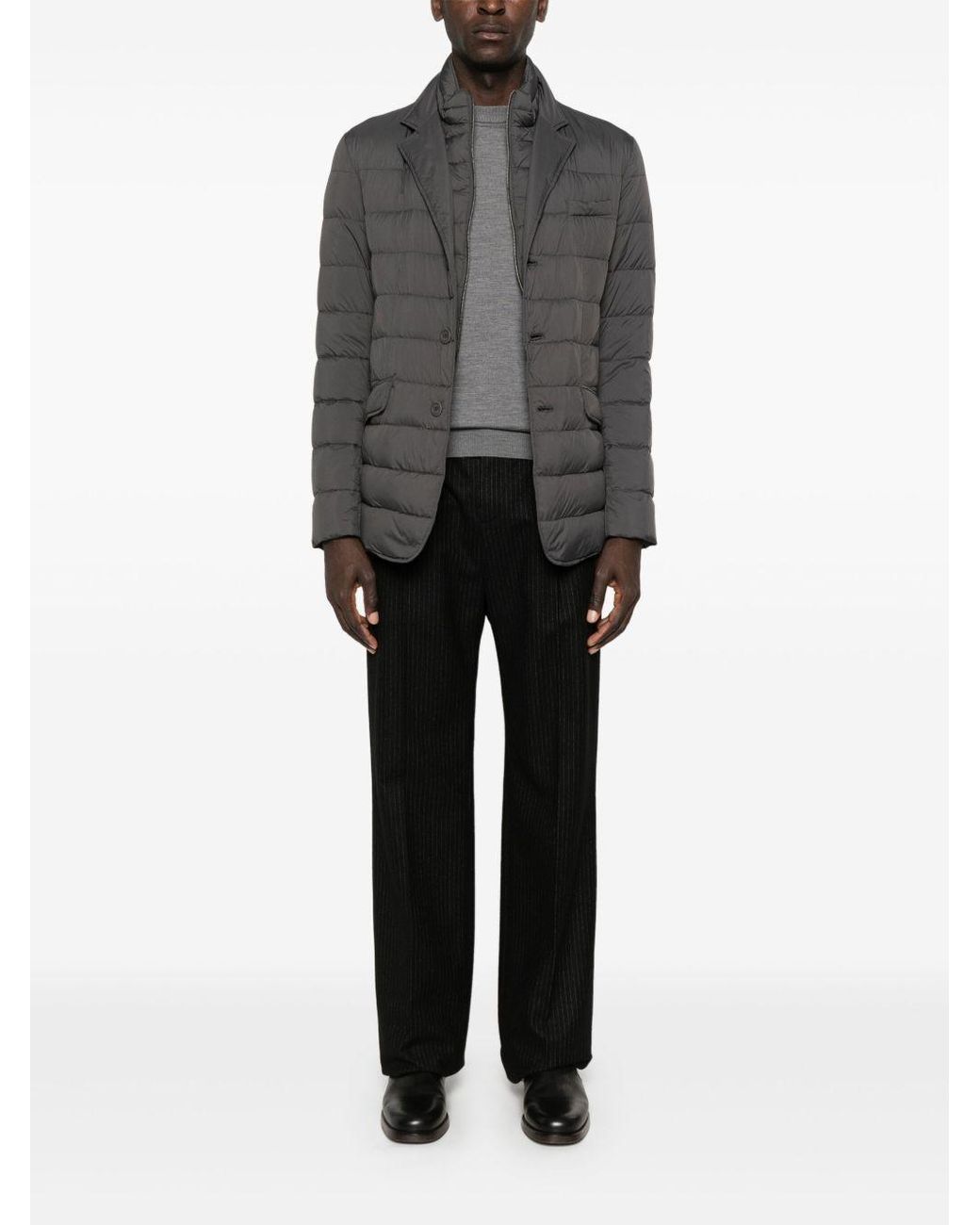 Herno Gray La Giacca High Neck Quilted Coat for men