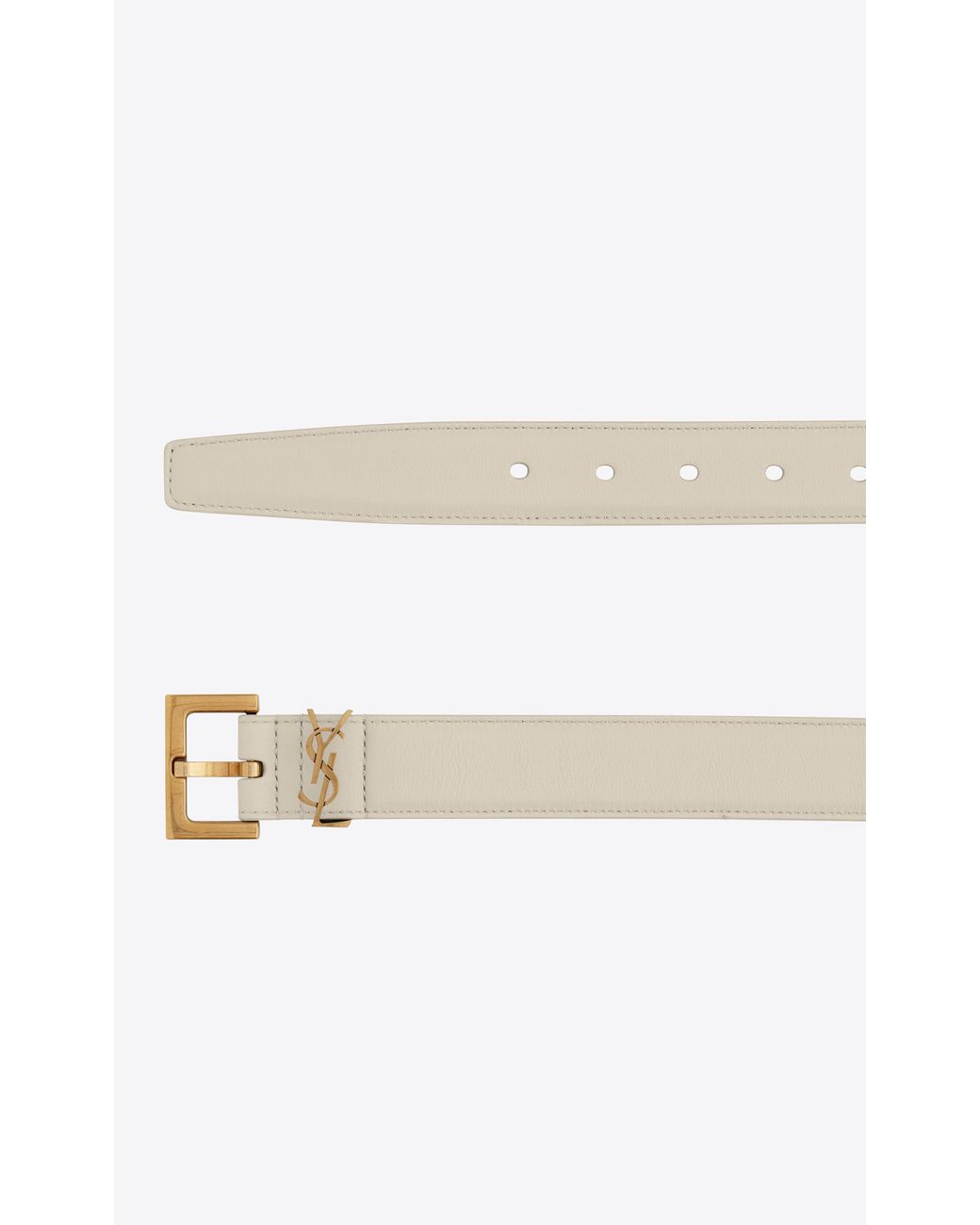 Saint Laurent White Monogram Buckled Belt