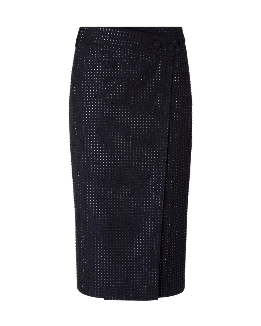 Pinko Blue Fully Embellished Calf-Length Wrap Skirt