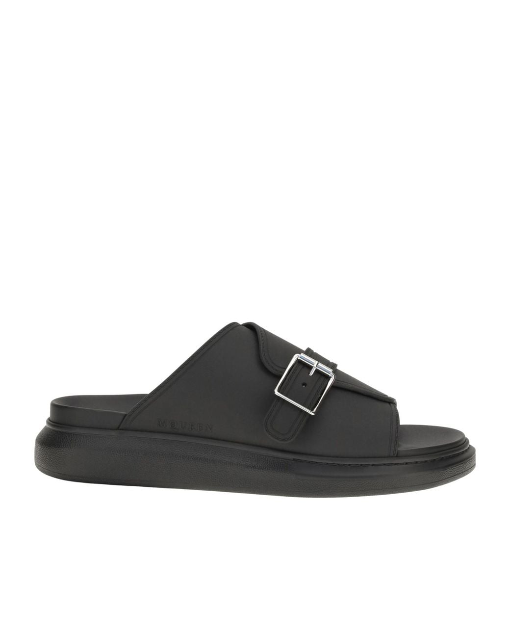 McQueen Brown Buckle Platform Slides for men