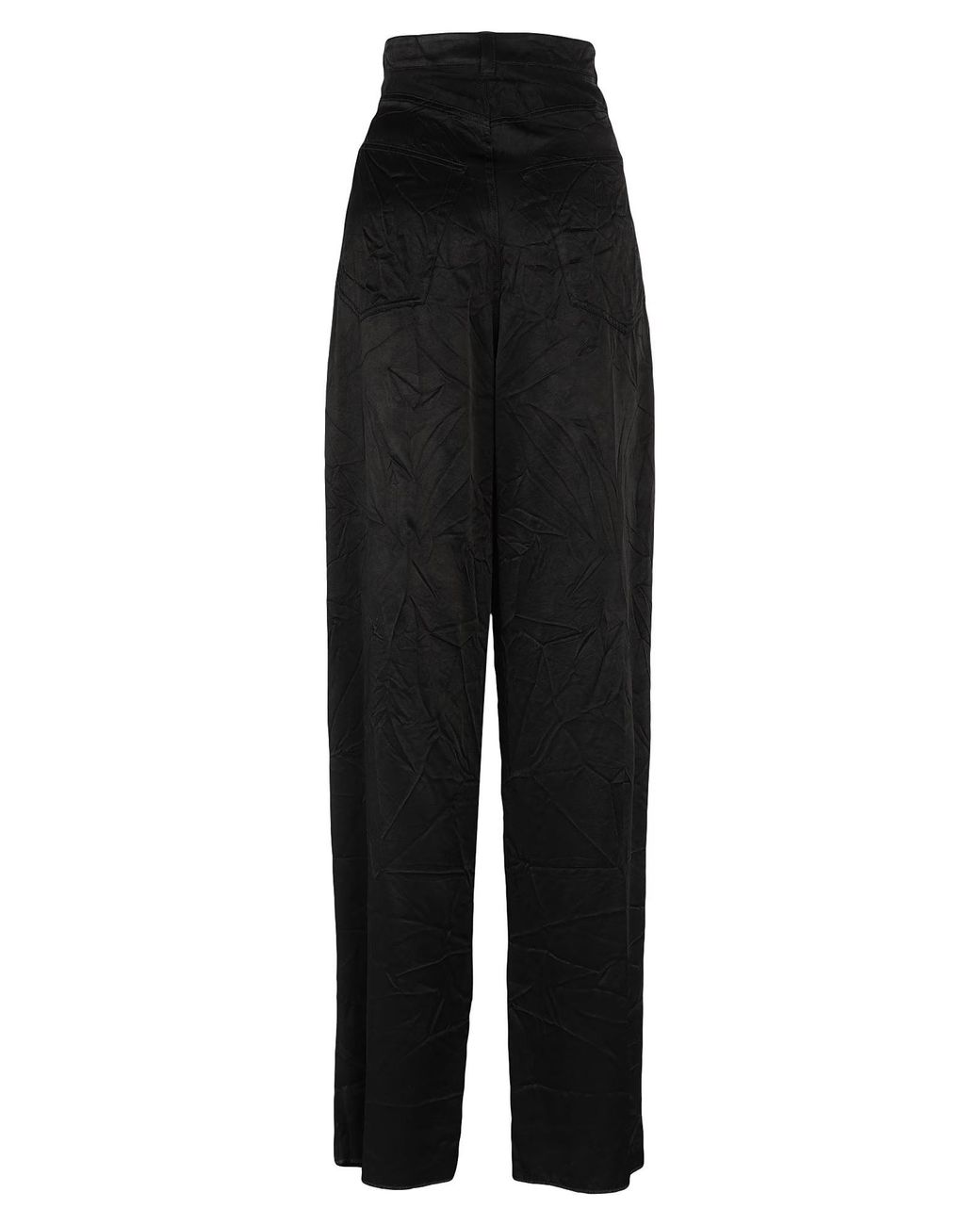 Balenciaga Black High-Waisted Satin Wide-Leg Trousers