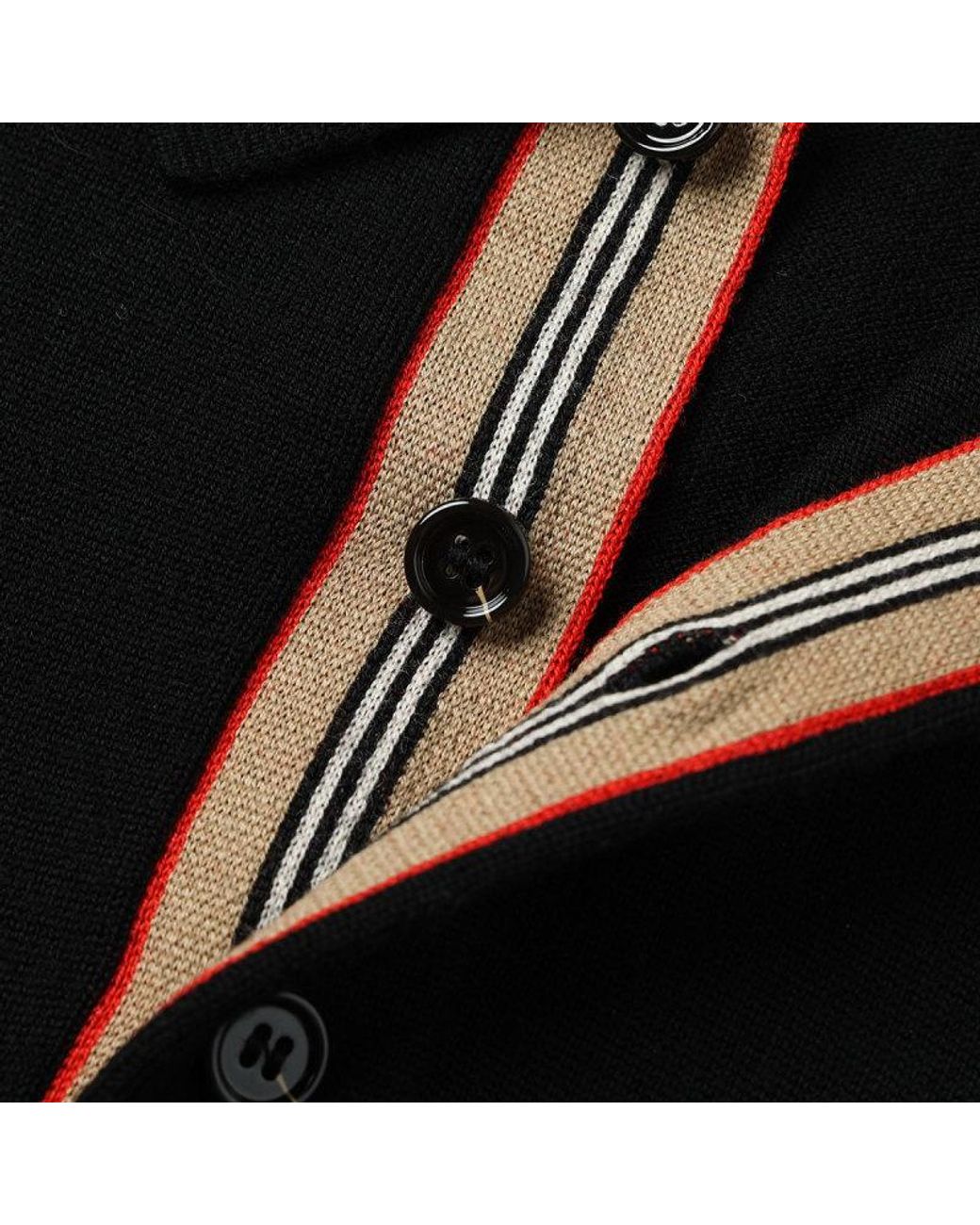 Burberry Black Long-Sleeve Wool Polo Shirt for men