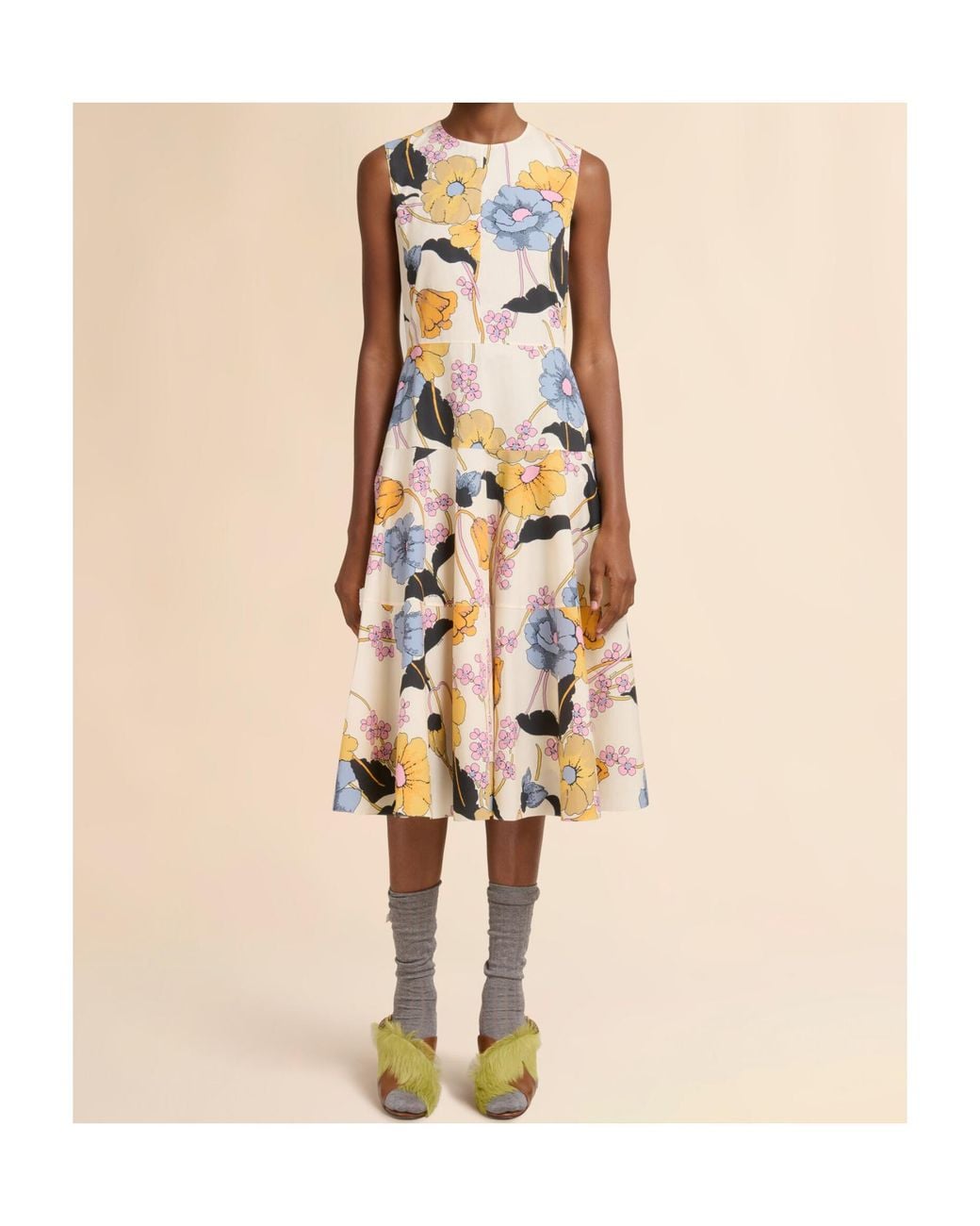 Marni Metallic Melodia Print Poplin Midi Dress