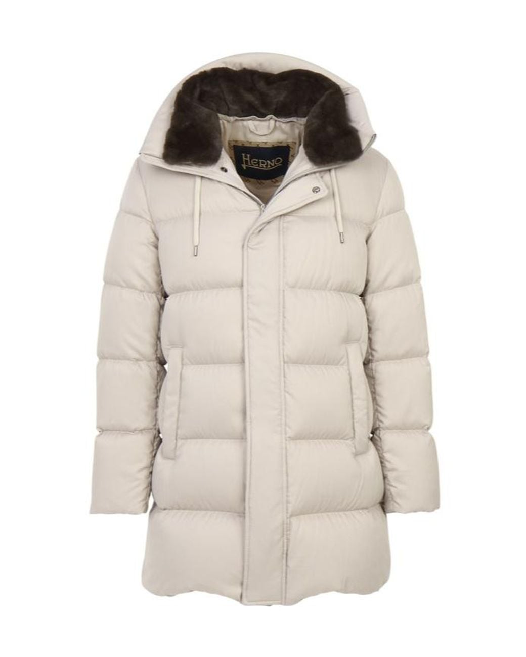 Herno Natural Quilted Hooded Down Jacket for men