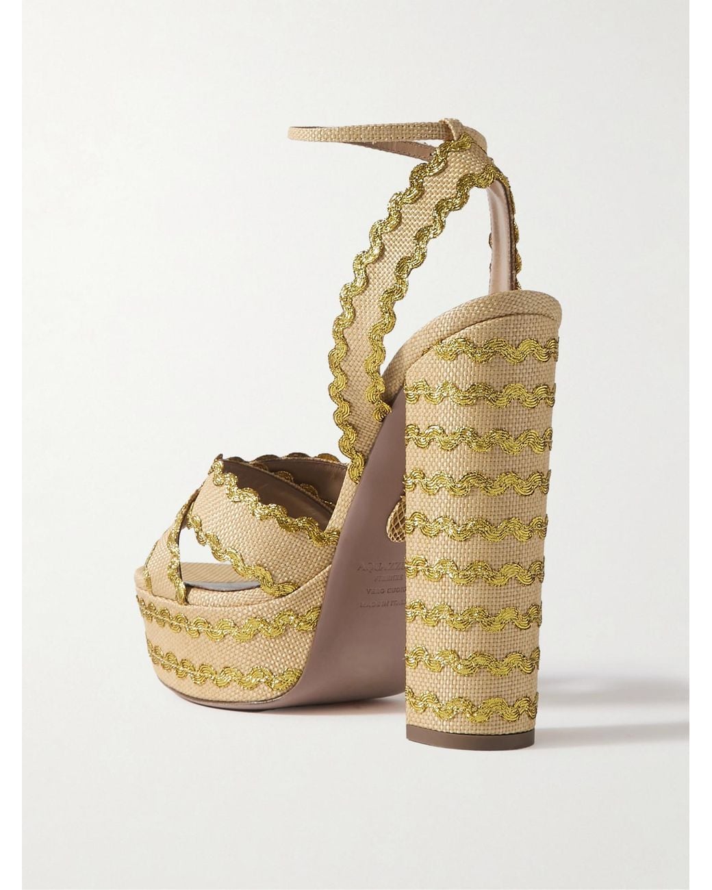 Aquazzura Metallic Minimalist Straw Sandals