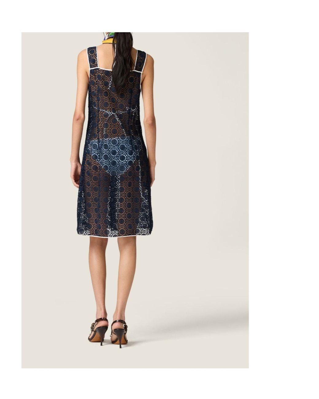 Miu Miu Blue Sleeveless Macramé Dress