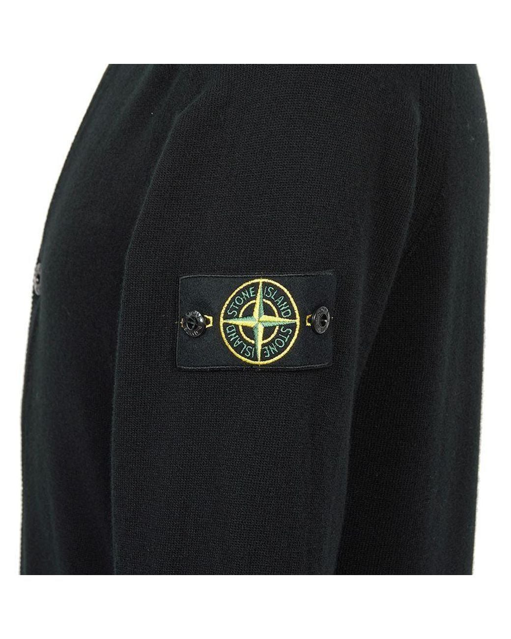 Stone Island Black V-Neck Button-Up Cardigan for men