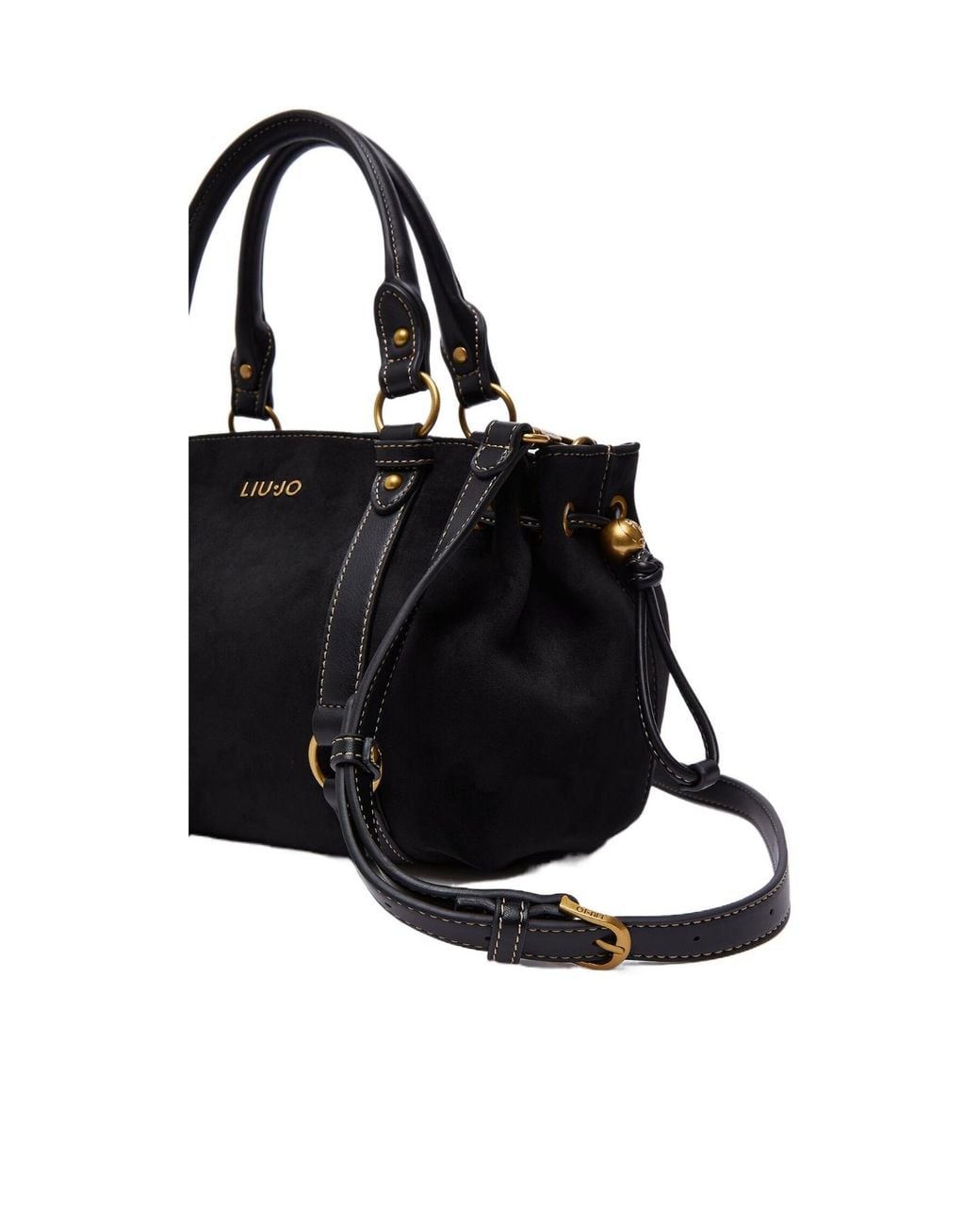 Liu Jo Black Drawstring Suede Tote Bag