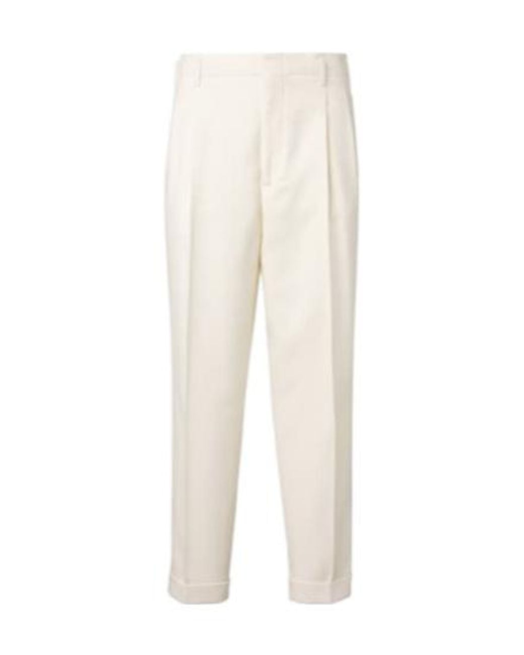 Brunello Cucinelli White Straight-Leg Pleated Casual Pants for men
