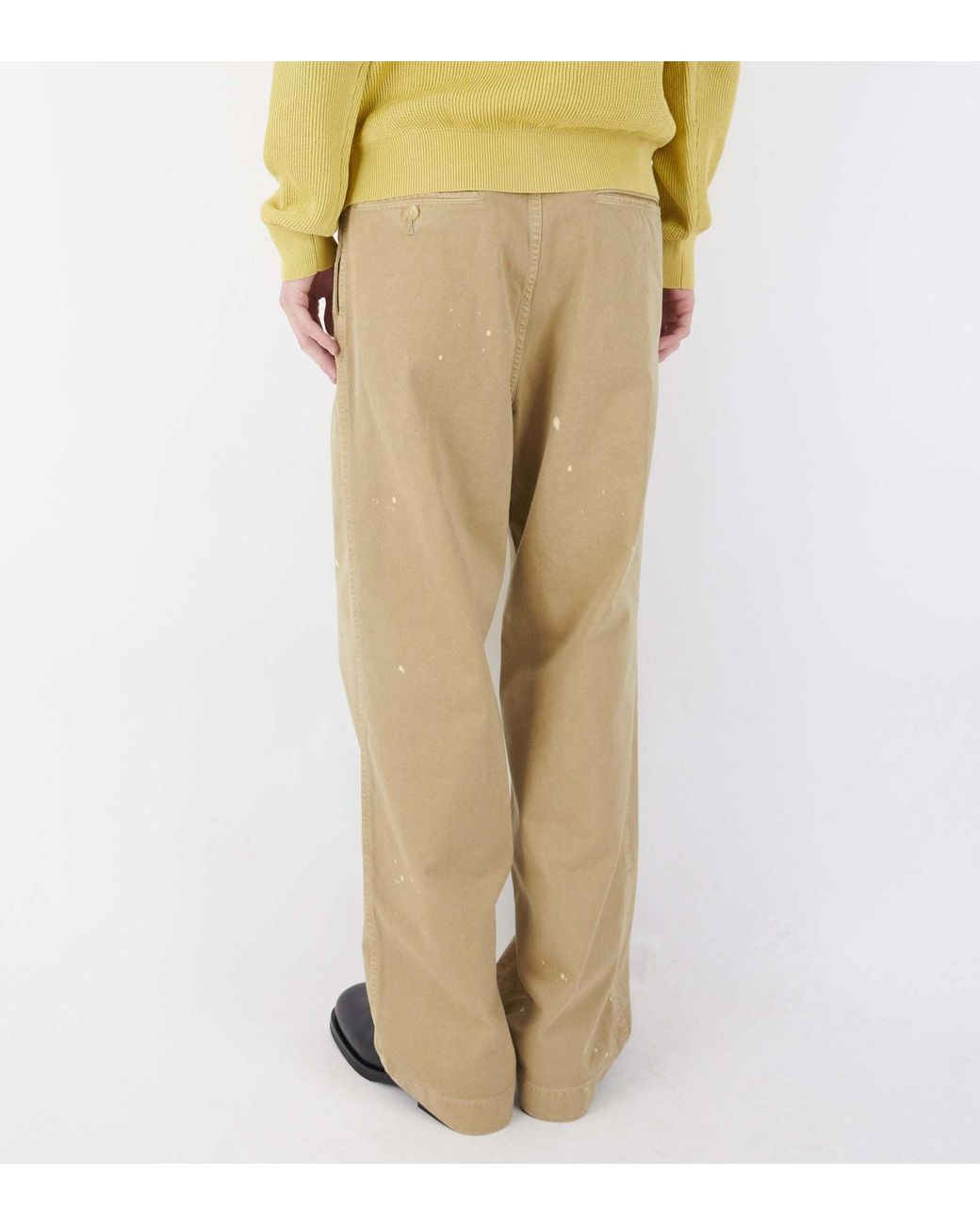 Auralee Natural Paint-Splatter Straight Leg Pants for men