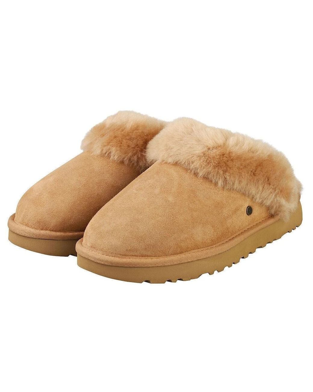 Ugg Brown Shearling Trim Classic Slippers