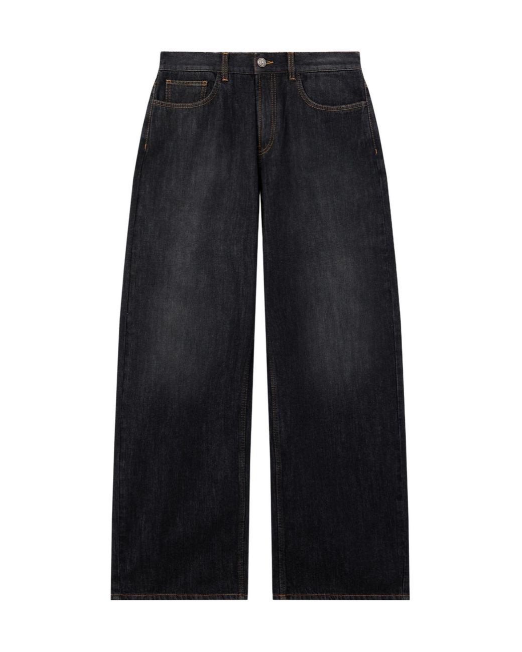Palm Angels Blue Curved Logo Loose Jeans for men