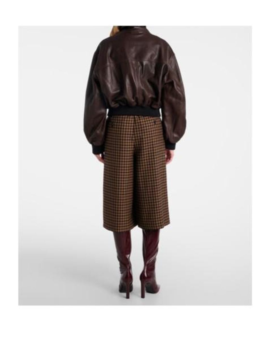 Nour Hammour Brown Briar Leather Bomber Jacket