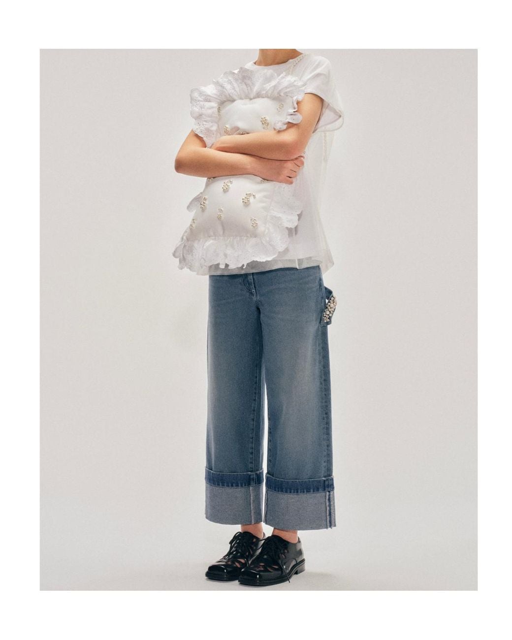 Simone Rocha Blue Embellished Straight Leg Jeans