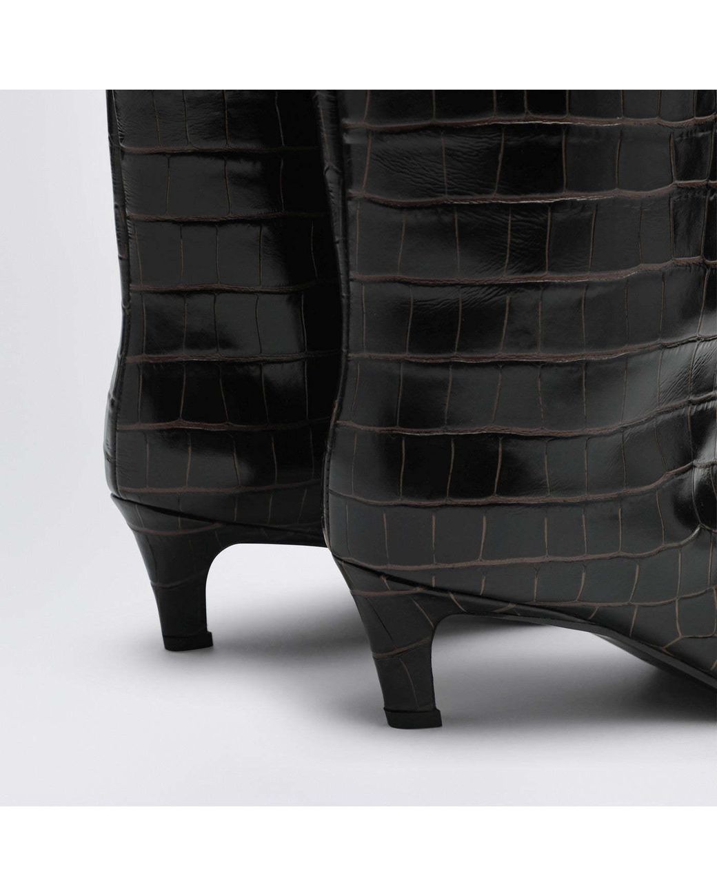 Totême Black Croc-Embossed Knee-High Boots