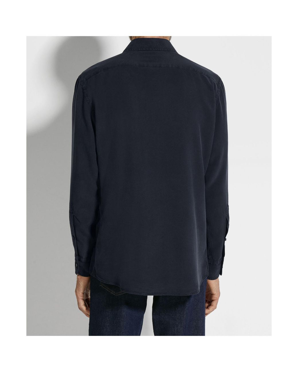 Zegna Blue Buttoned Long-Sleeved Shirt for men