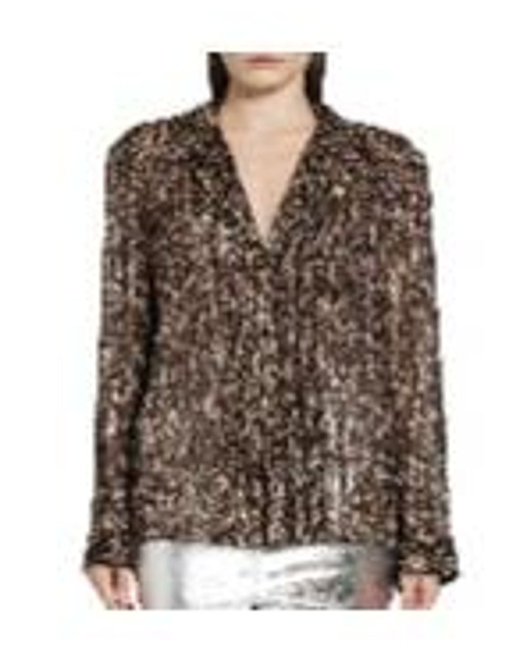 Saint Laurent Brown Leopard Printed Pajama Blouse