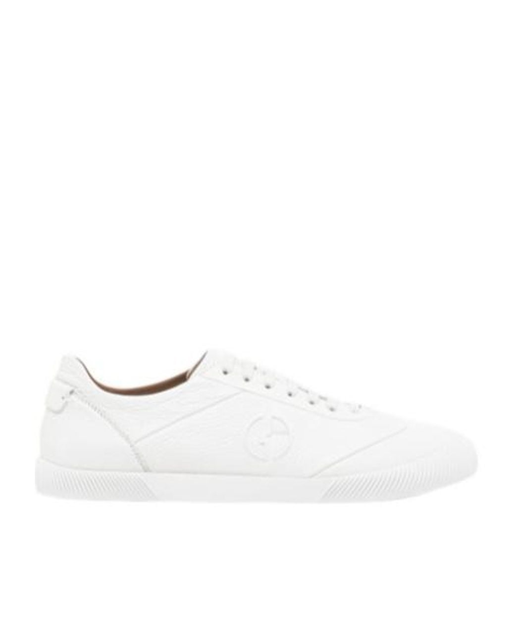 Giorgio Armani White Embossed Logo Low-Top Sneakers for men