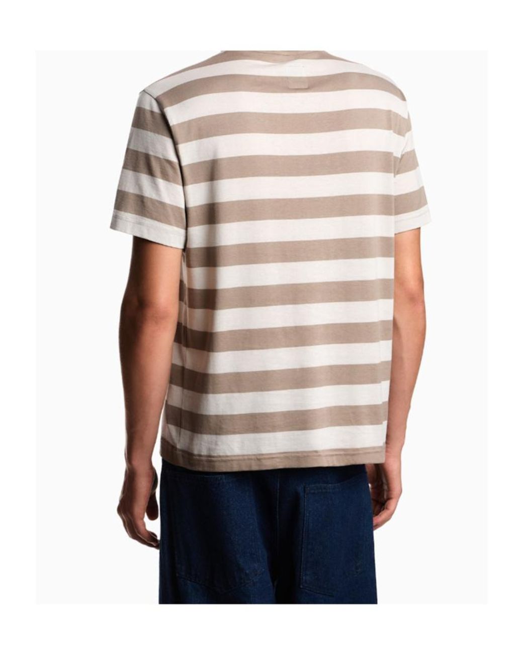 Emporio Armani White Striped Badge T-Shirt for men