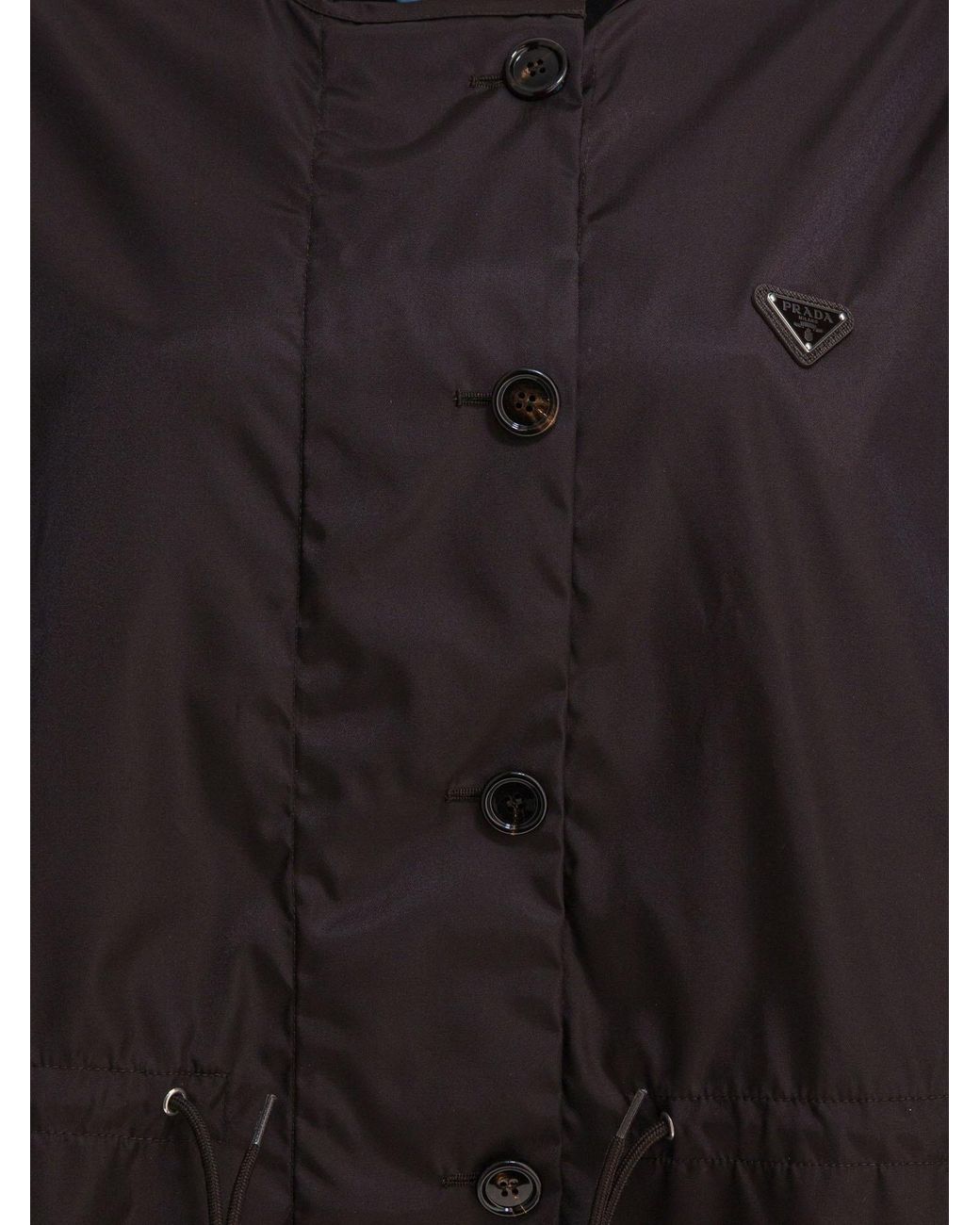 Prada Black Re-Nylon Buttoned Raincoat