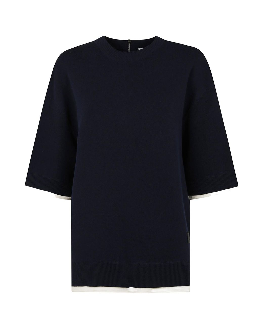 Lanvin Blue Contrasting-Trim Zip Detailed T-Shirt for men