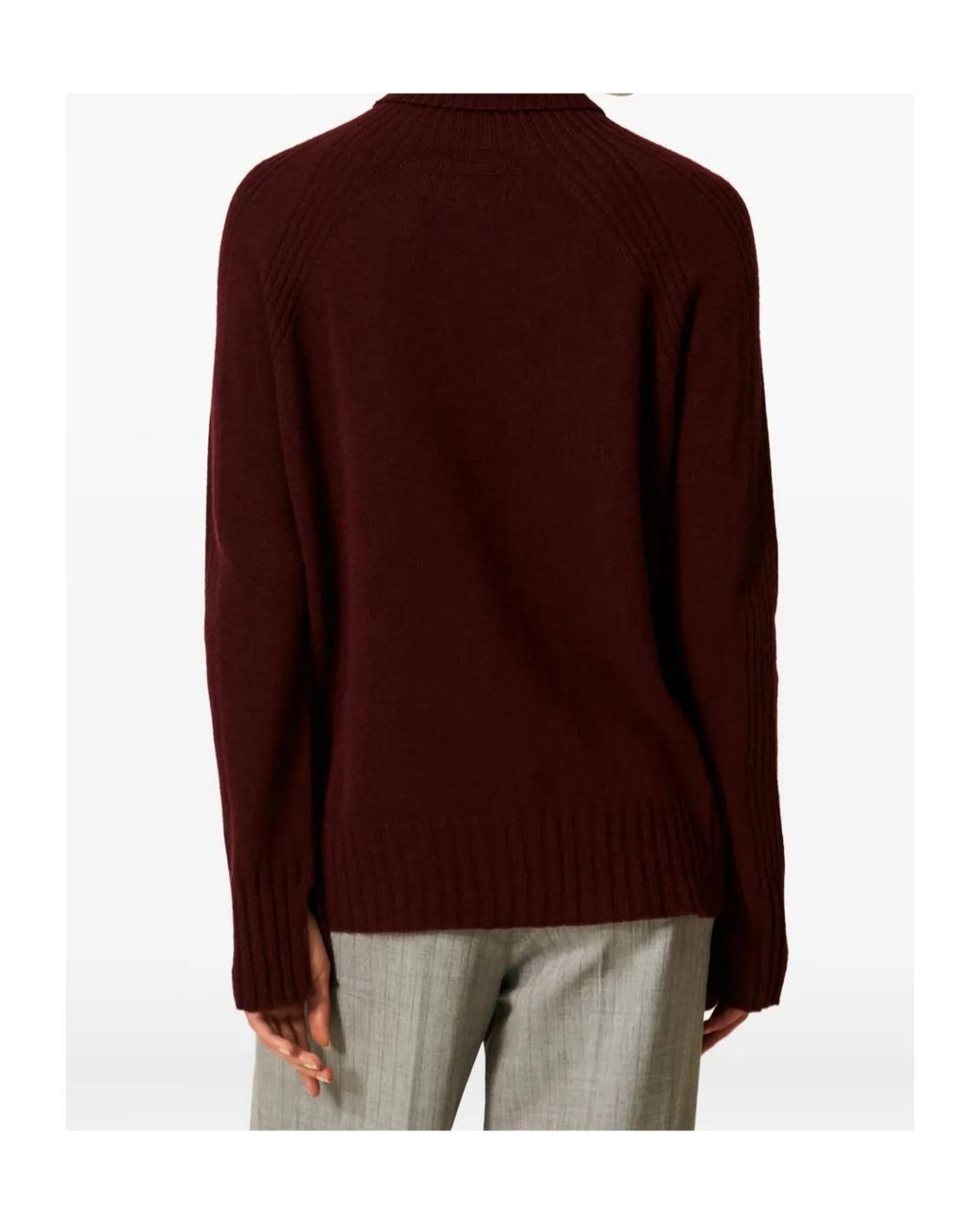 Twinset Purple Turtleneck Ribbed Jumper